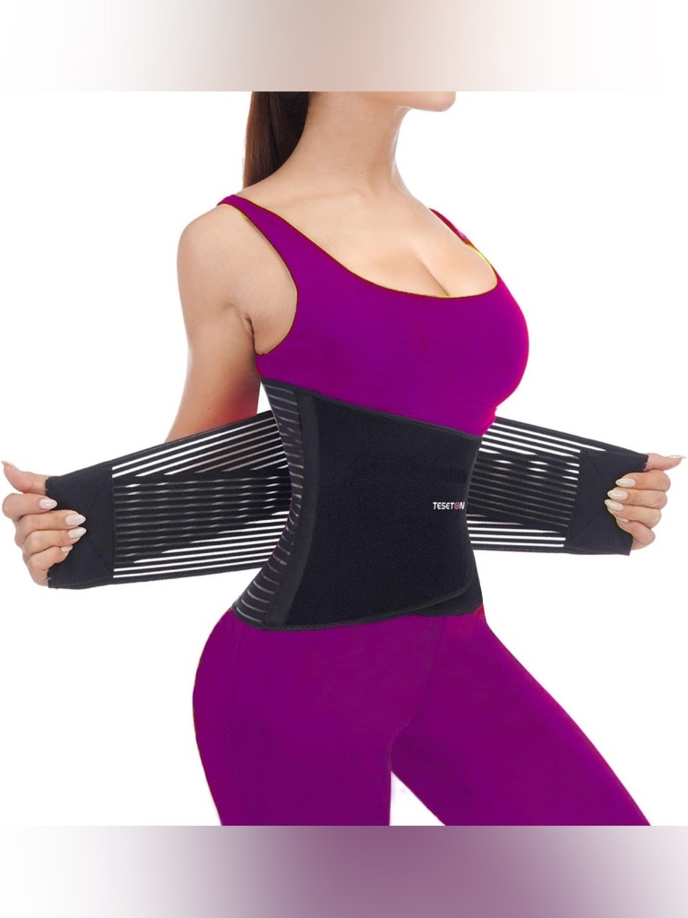 Back brace for men/women has breathable mesh, with 8 reinforced bones